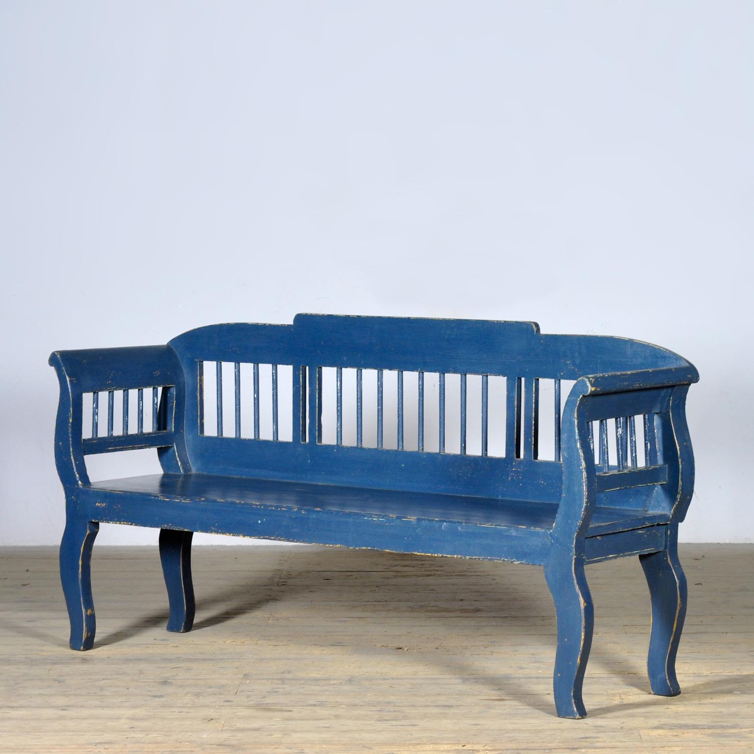 Rustique Banc ancien en pin bleu, années 1900 en vente
