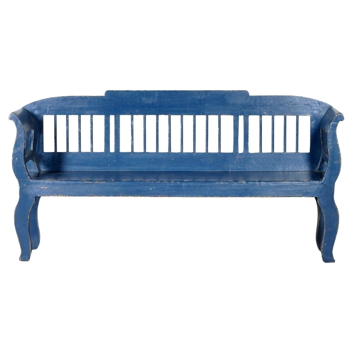 Banc ancien en pin bleu, années 1900