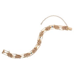 Bracciale Gate antico in oro rosa 15 carati con zaffiro blu e diamanti