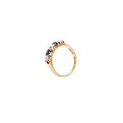 Antique Blue Sapphire and Old Cut Diamond 18ct Yellow Gold Five-Stone Ring