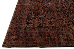 Antiker blauer Sarouk Farahan Persischer handgefertigter Wollteppich, Sarouk