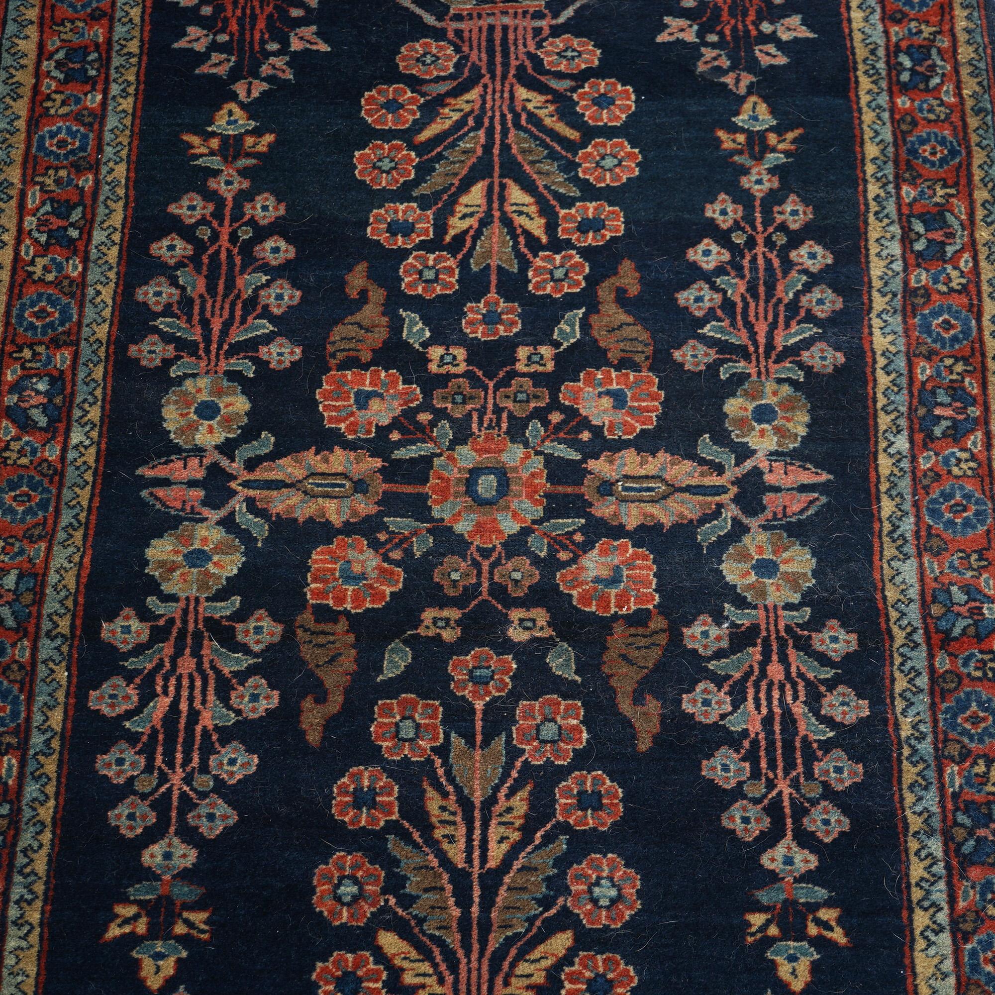 Antique Blue Sarouk Oriental Wool Rug circa 1920 For Sale 6