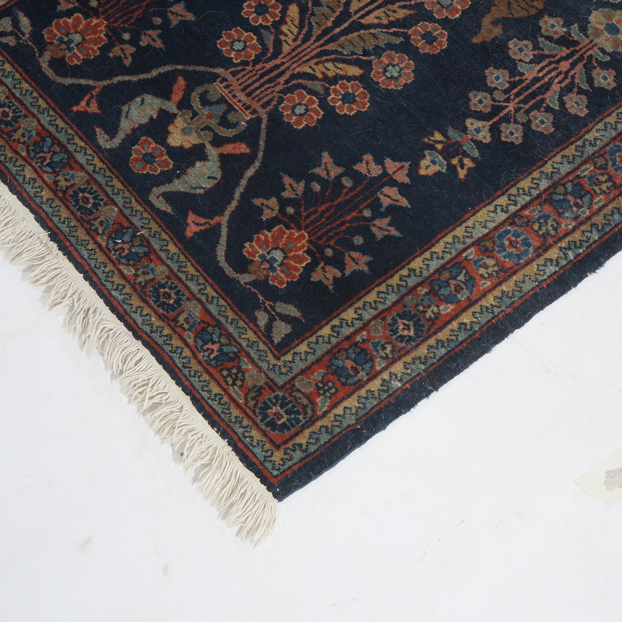 Antique Blue Sarouk Oriental Wool Rug circa 1920 For Sale 3