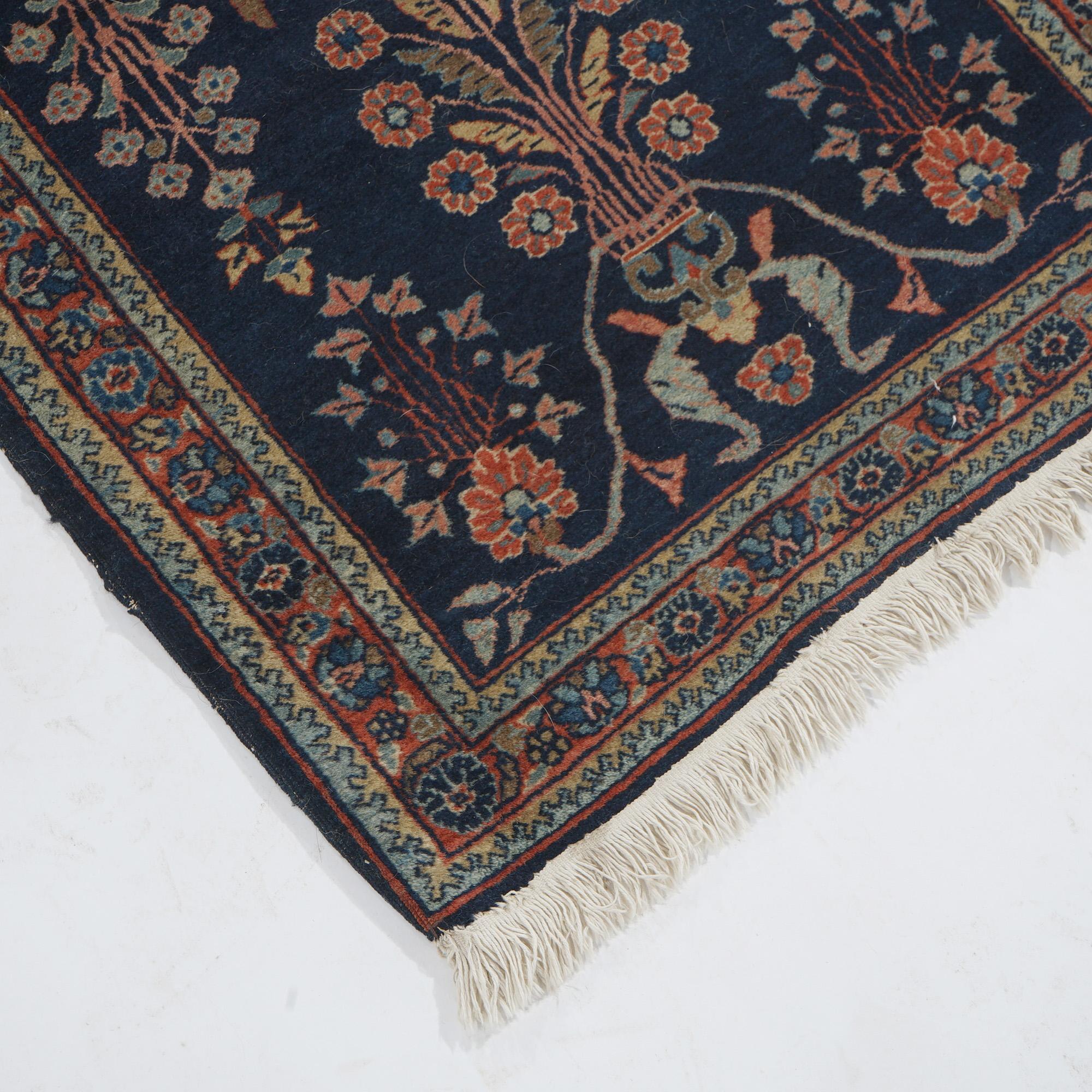 Antique Blue Sarouk Oriental Wool Rug circa 1920 For Sale 4