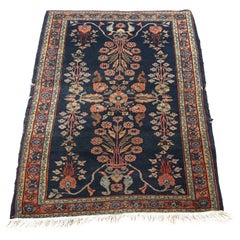 Antique Blue Sarouk Oriental Wool Rug circa 1920