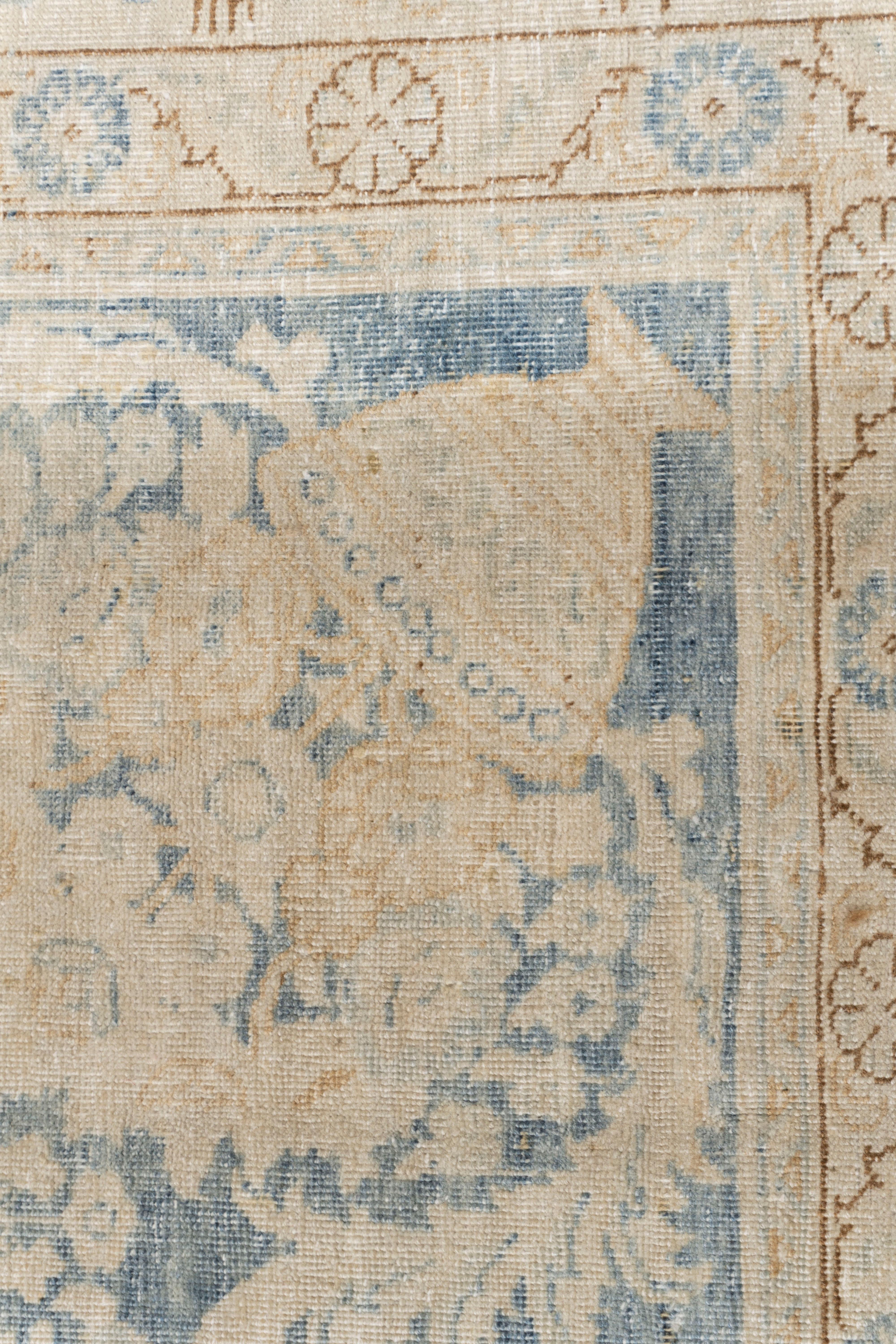 XX secolo Tappeto Tabriz Persiano Blu Antico Sobrio 6'7 X 9'7 in vendita