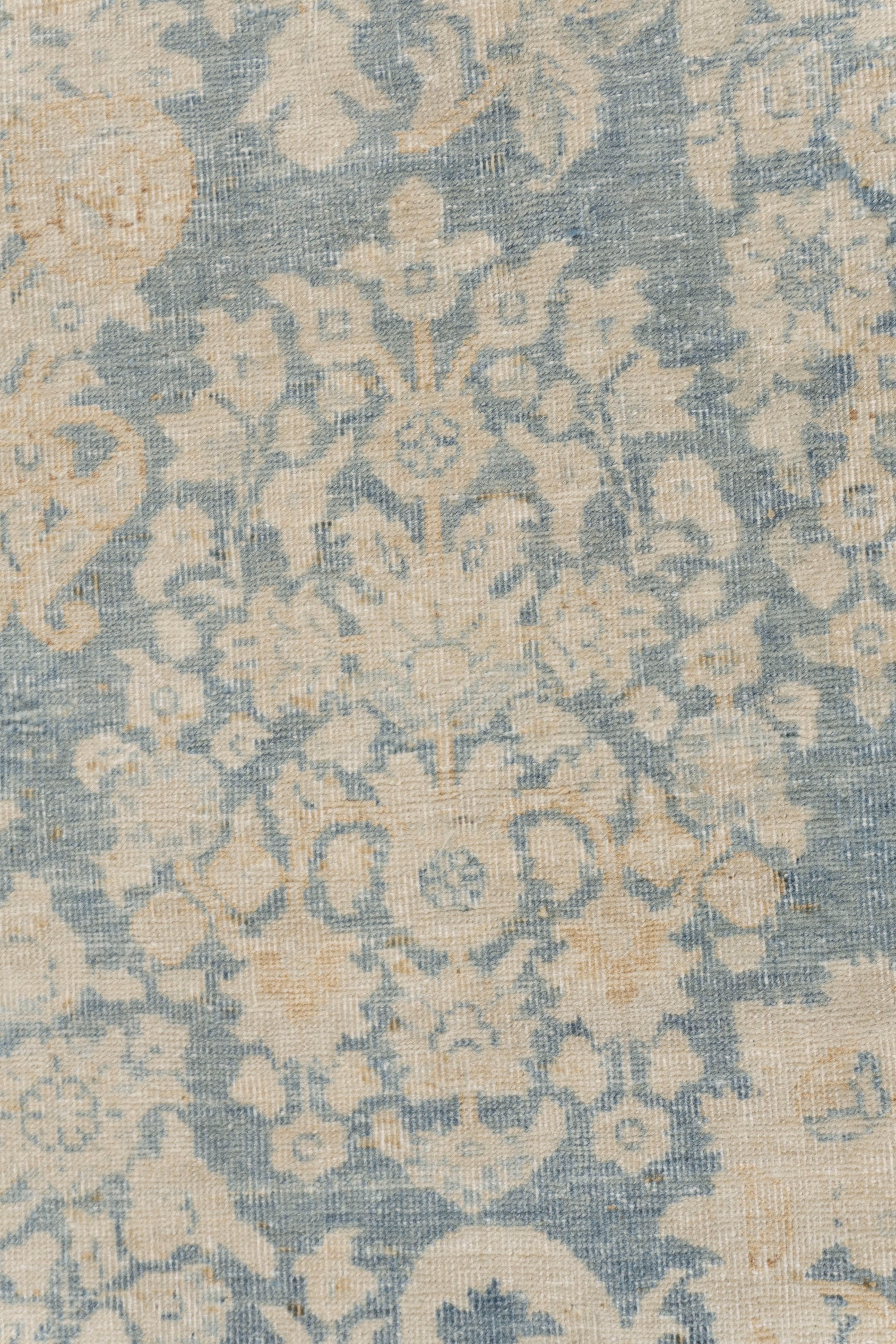 Lana Tappeto Tabriz Persiano Blu Antico Sobrio 6'7 X 9'7 in vendita