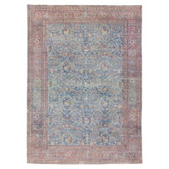 Antiker blauer handgefertigter Allover-Teppich aus persischer Wolle in Täbris