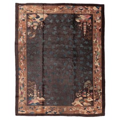 Antique Blue Tone-on-Tone Art Deco Chinese Rug
