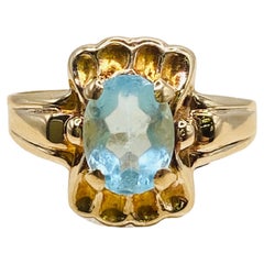 Vintage Blue Topaz Gold Ring