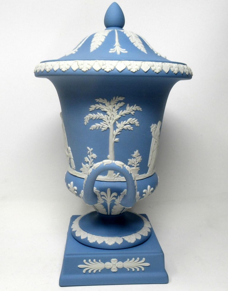 Antique Blue Wedgwood Jasperware Ceramic Urn Vase Mythological Classical Scenes at 1stDibs