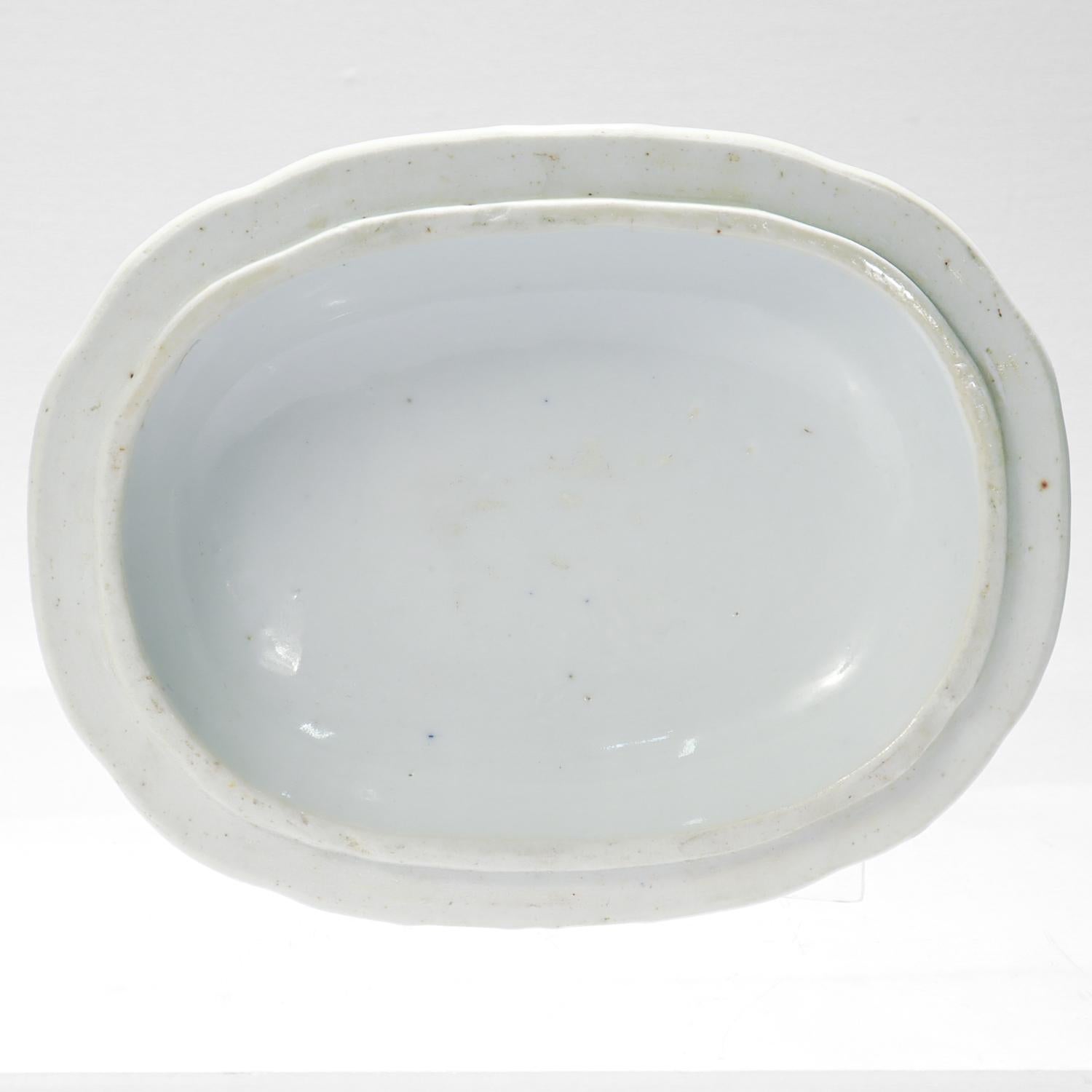 Antica zuppiera per salse in miniatura in porcellana cinese da esportazione di Canton blu e bianco in vendita 2