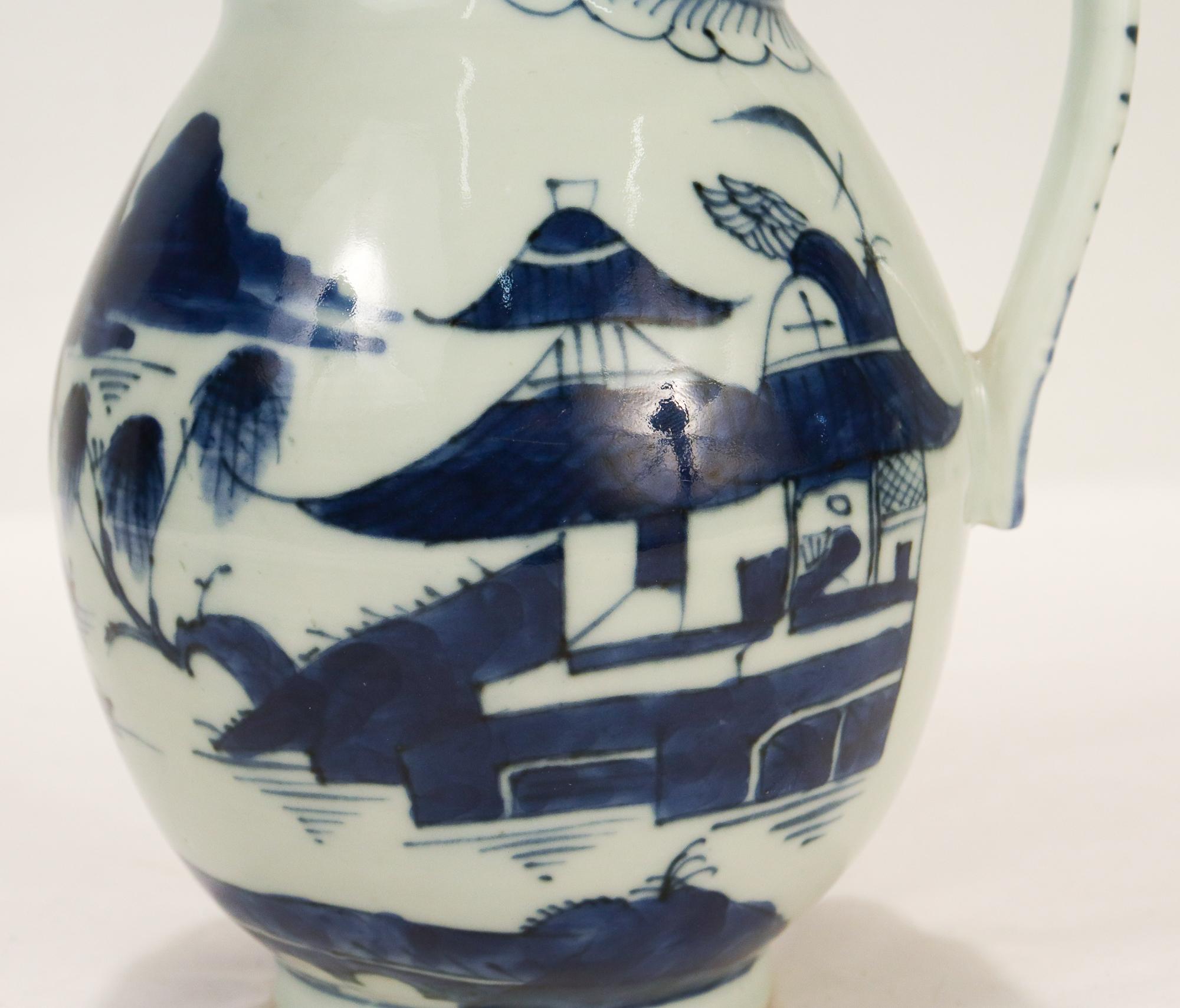 Antique Blue & White Canton Chinese Export Porcelain Pitcher or Jug 8