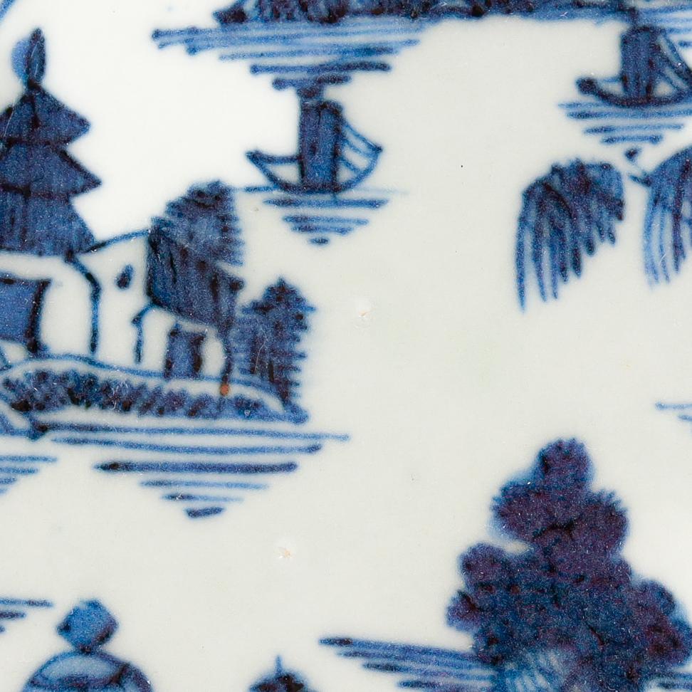 Antique Blue & White Canton Pattern Chinese Export Porcelain Plate Warmer 8
