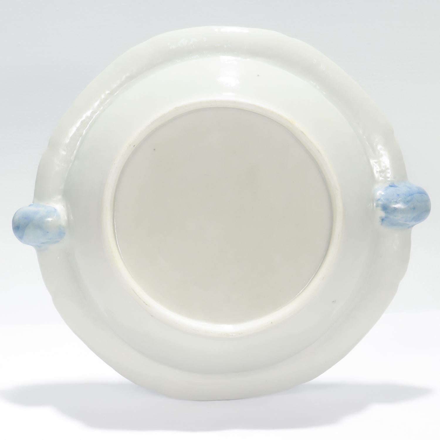 Antique Blue & White Canton Pattern Chinese Export Porcelain Plate Warmer 1