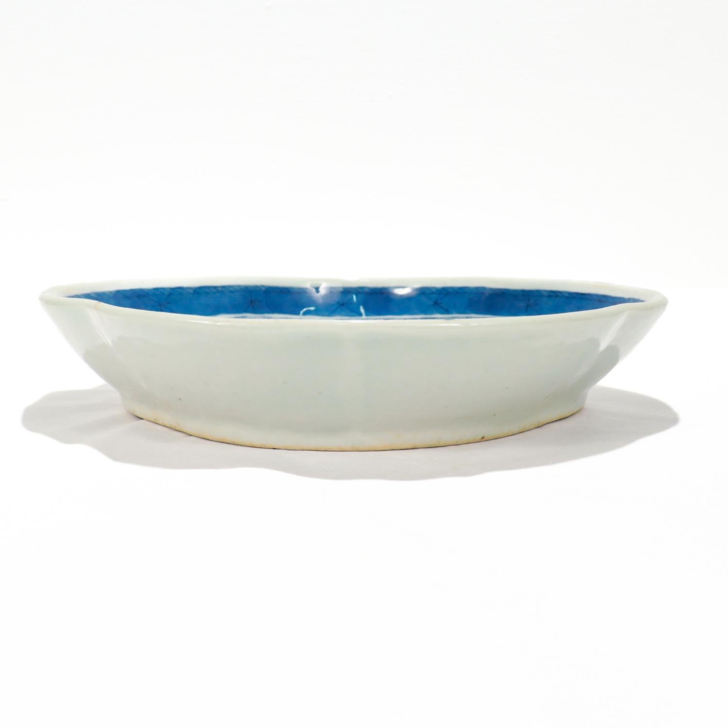 Antique Blue & White Canton Pattern Chinese Export Porcelain Shrimp Bowl 7