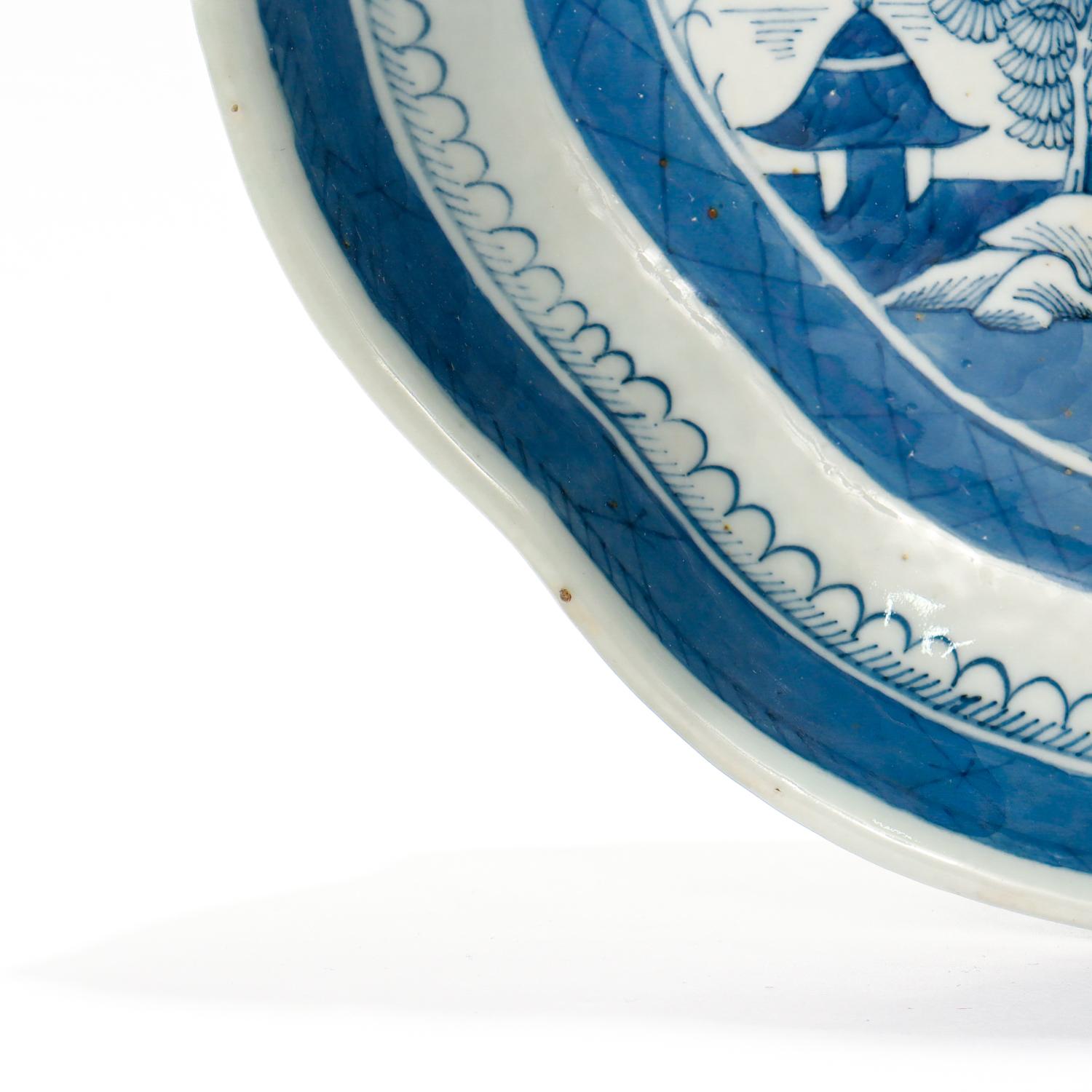 Antique Blue & White Canton Pattern Chinese Export Porcelain Shrimp Bowl 10