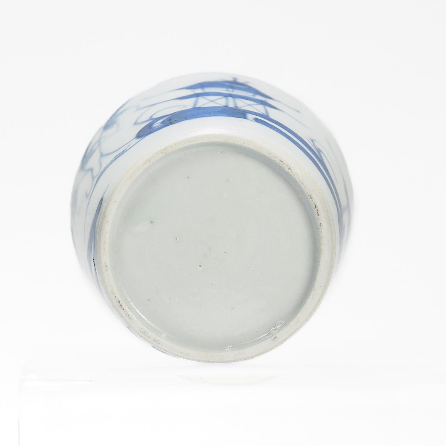 Antiker blau-weißer chinesischer Export-Kanton-Porzellan-Weinbecher oder -becher aus Porzellan im Angebot 3