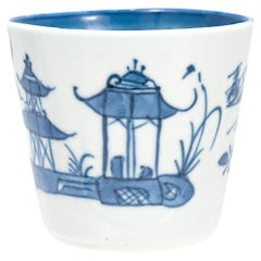 Antique Blue & White Chinese Export Canton Porcelain Wine Beaker or Cup