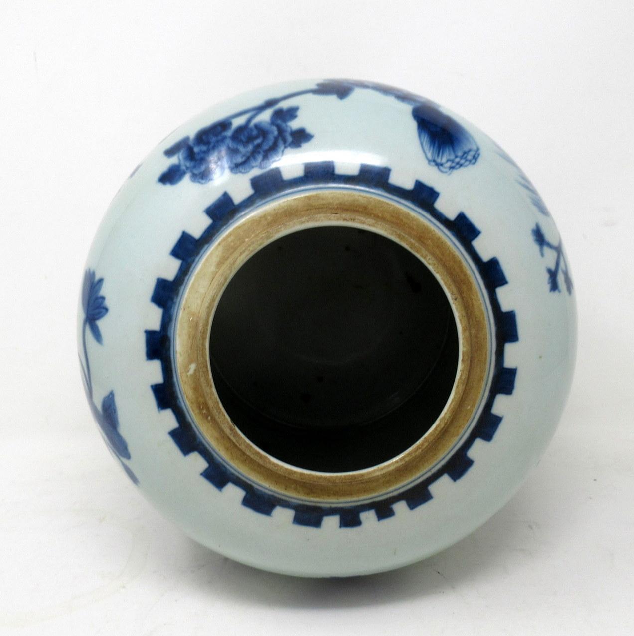 Antique Blue White Chinese Export Porcelain Ginger Jar Vase Urn Qing Dynasty 1