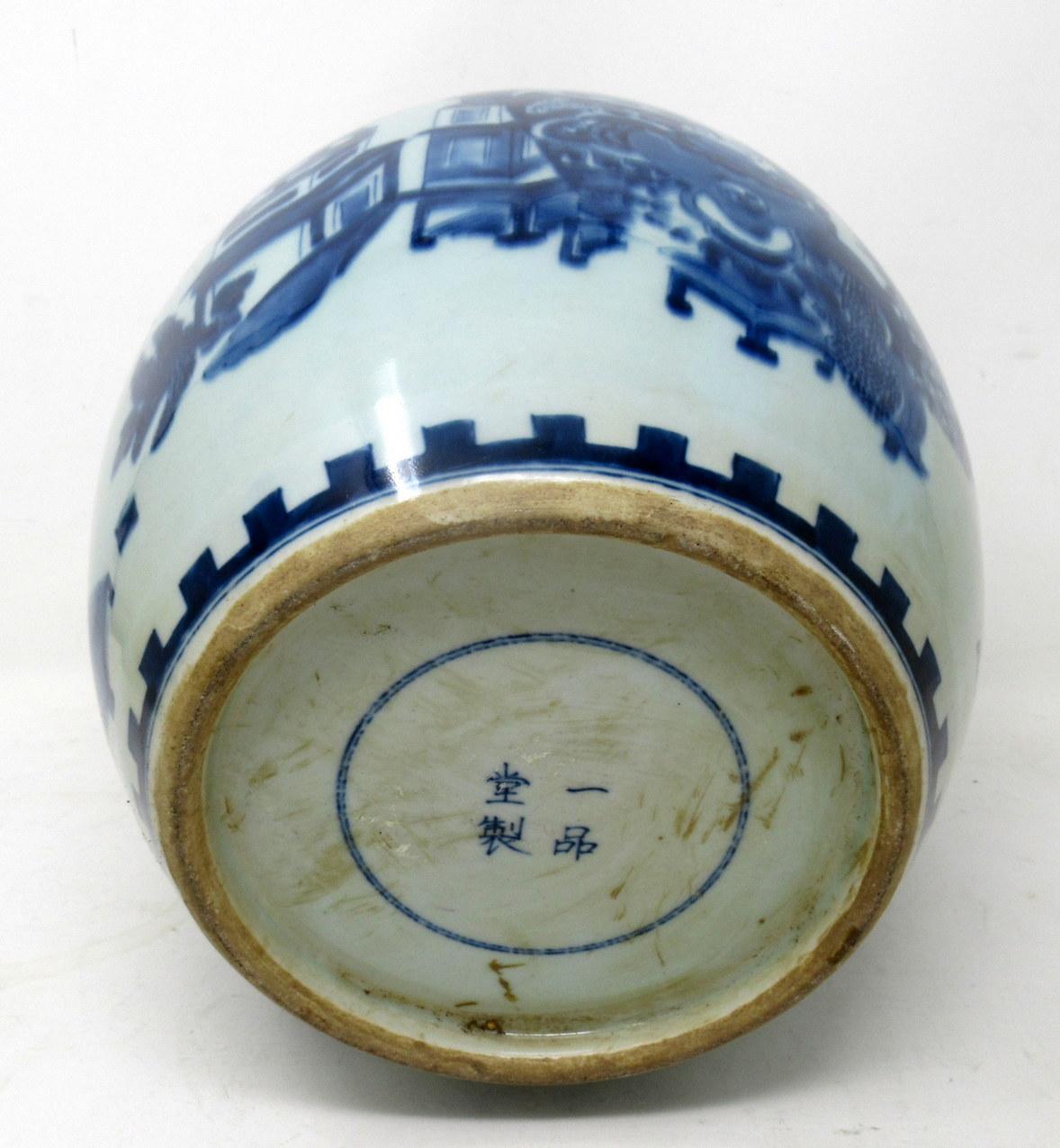Antique Blue White Chinese Export Porcelain Ginger Jar Vase Urn Qing Dynasty 2
