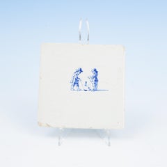 Antique Blue & White Dutch Delft Golf Tile