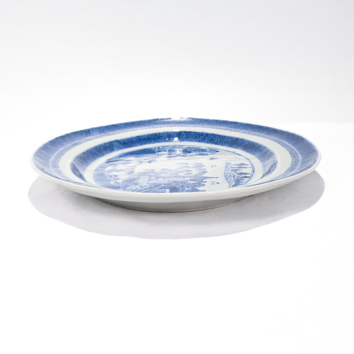 Antique Blue & White Nanking Pattern Chinese Export Porcelain Serving Tray 5