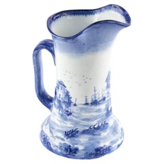 Antique Blue & White Norfolk Windmill Jug