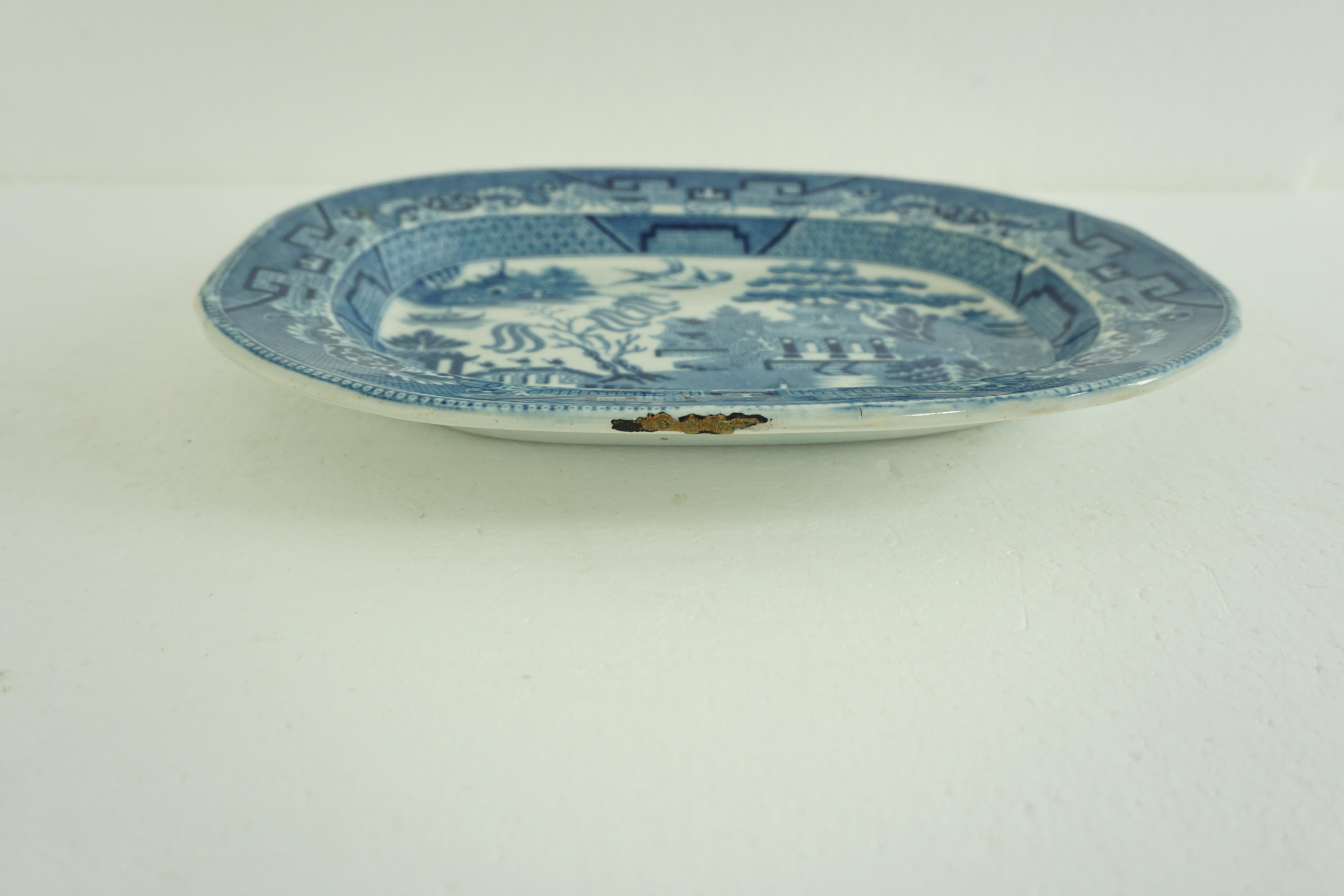 warranted staffordshire blue willow platter