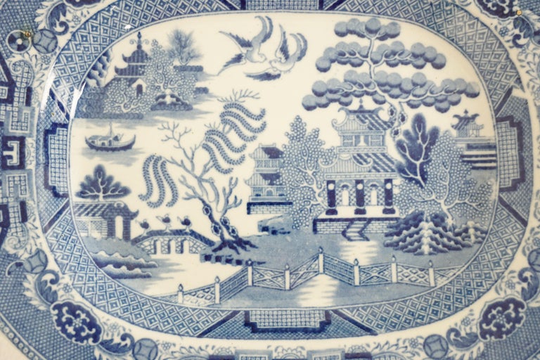 Antique Blue Willow Platter Transferware Pottery, England, circa 1870 ...