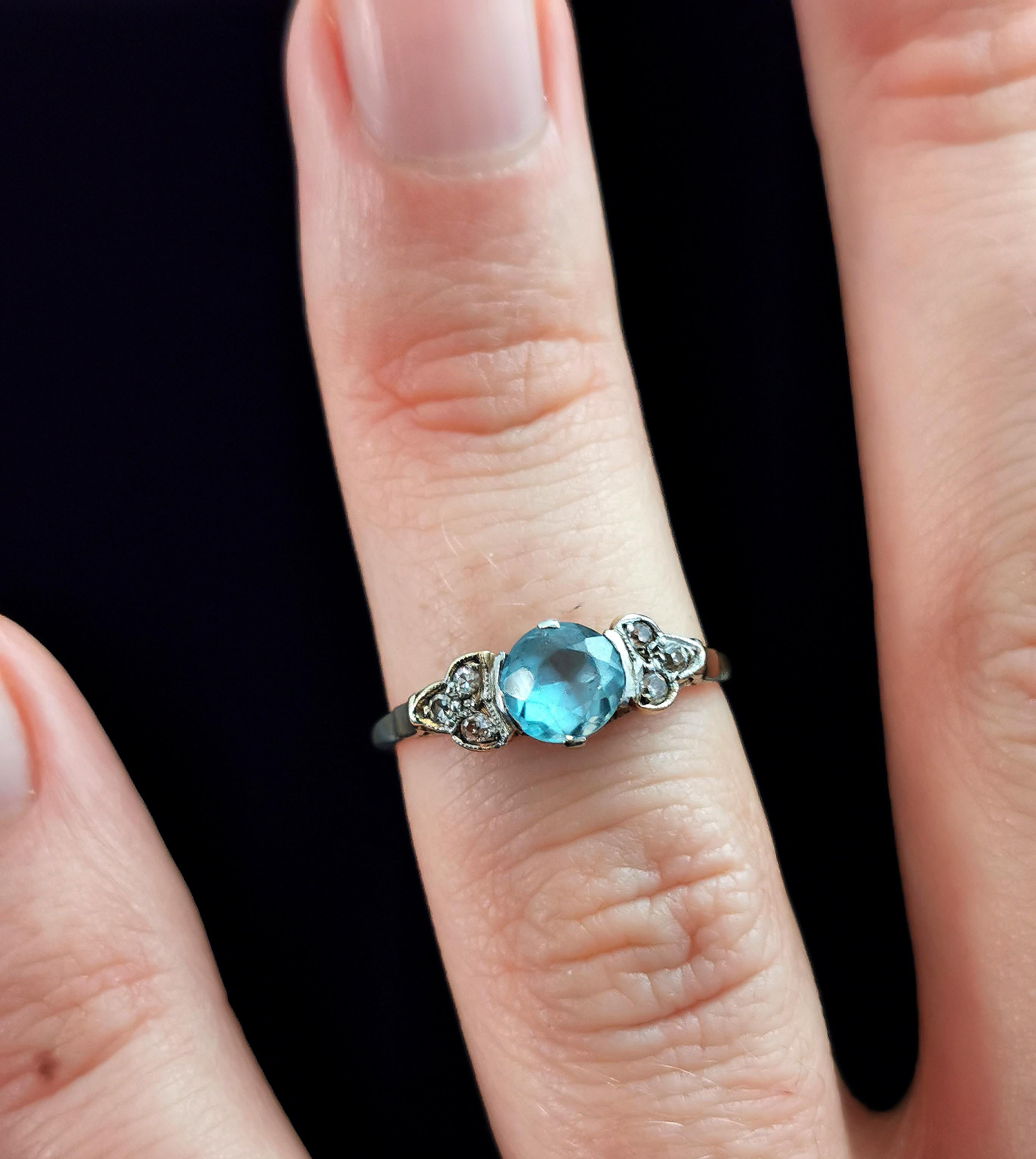 antique blue zircon ring