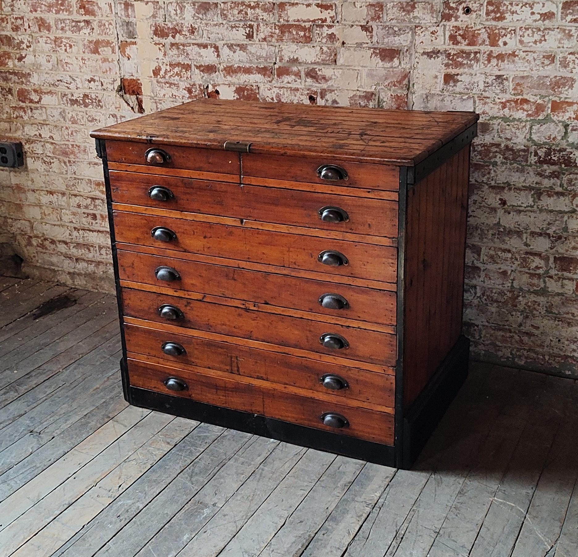 American Antique Blueprint Style Cabinet