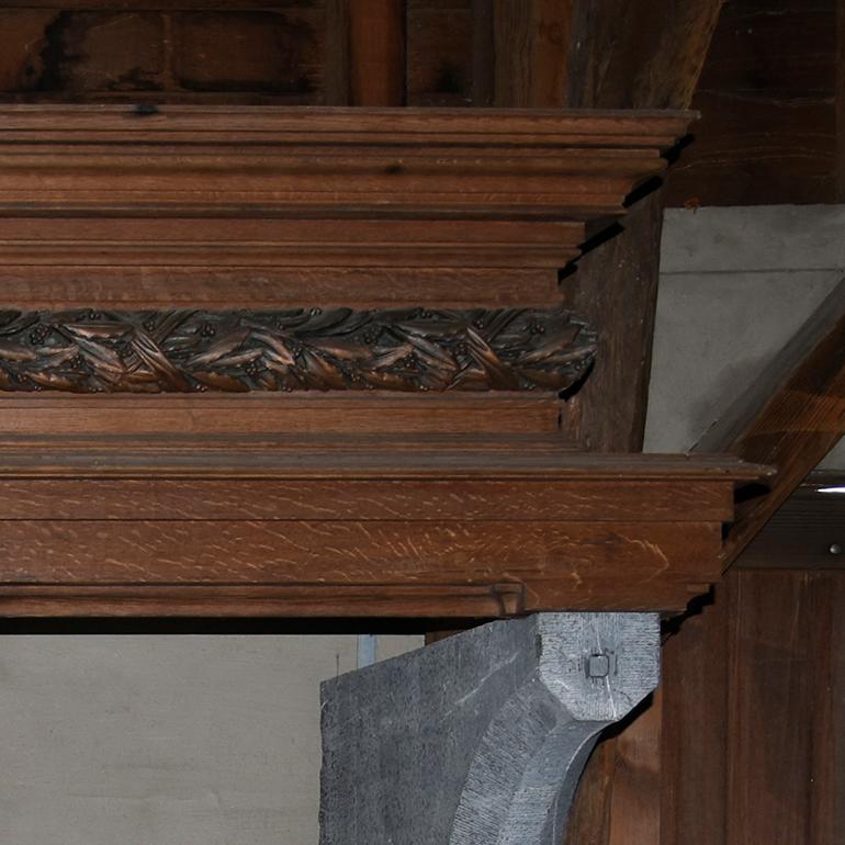 Belgian Antique Bluestone Fireplace Mantel with Wooden Mantel from the 19th Century For Sale