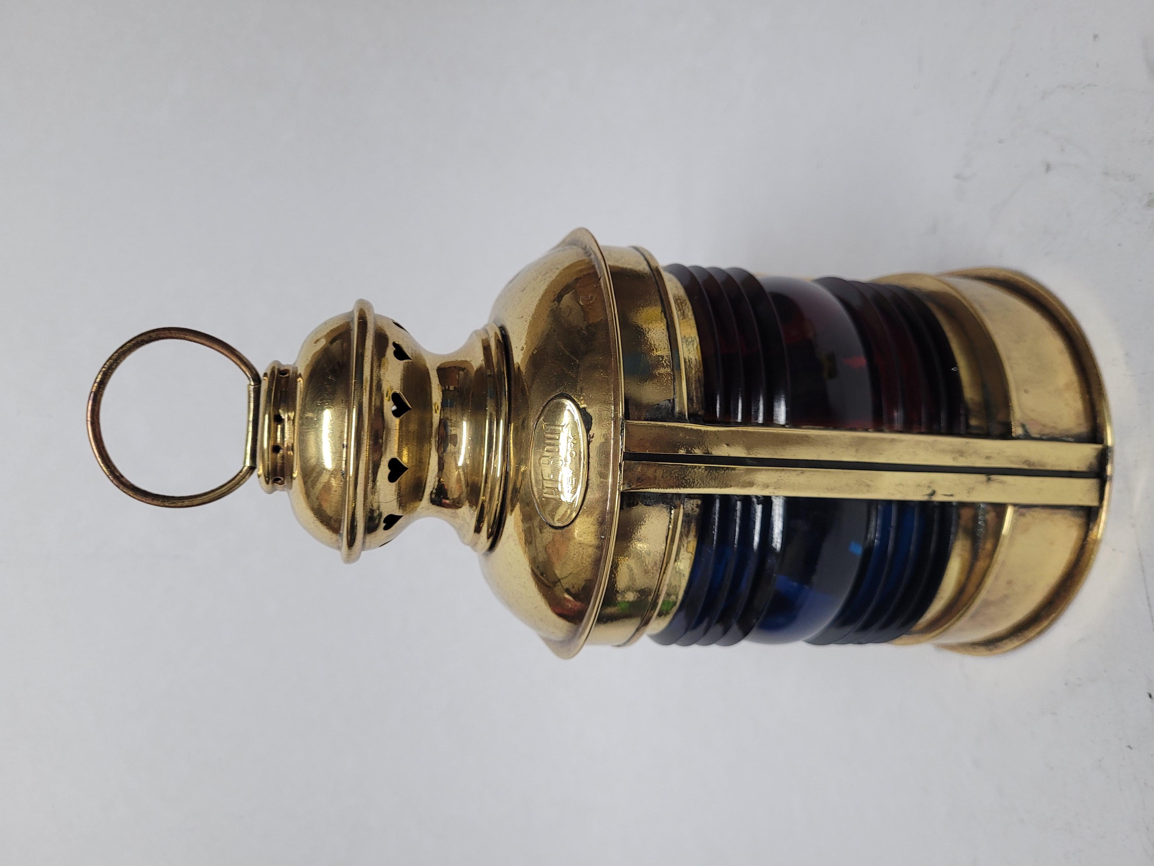 Antique Boat Lantern of Solid Brass In Good Condition For Sale In Norwell, MA
