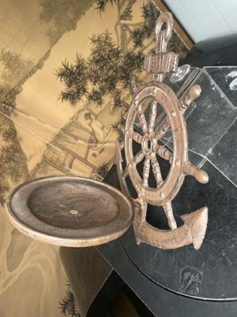 Antique Boating Wheel and Anchor Wall Shelf In Good Condition In South Burlington, VT