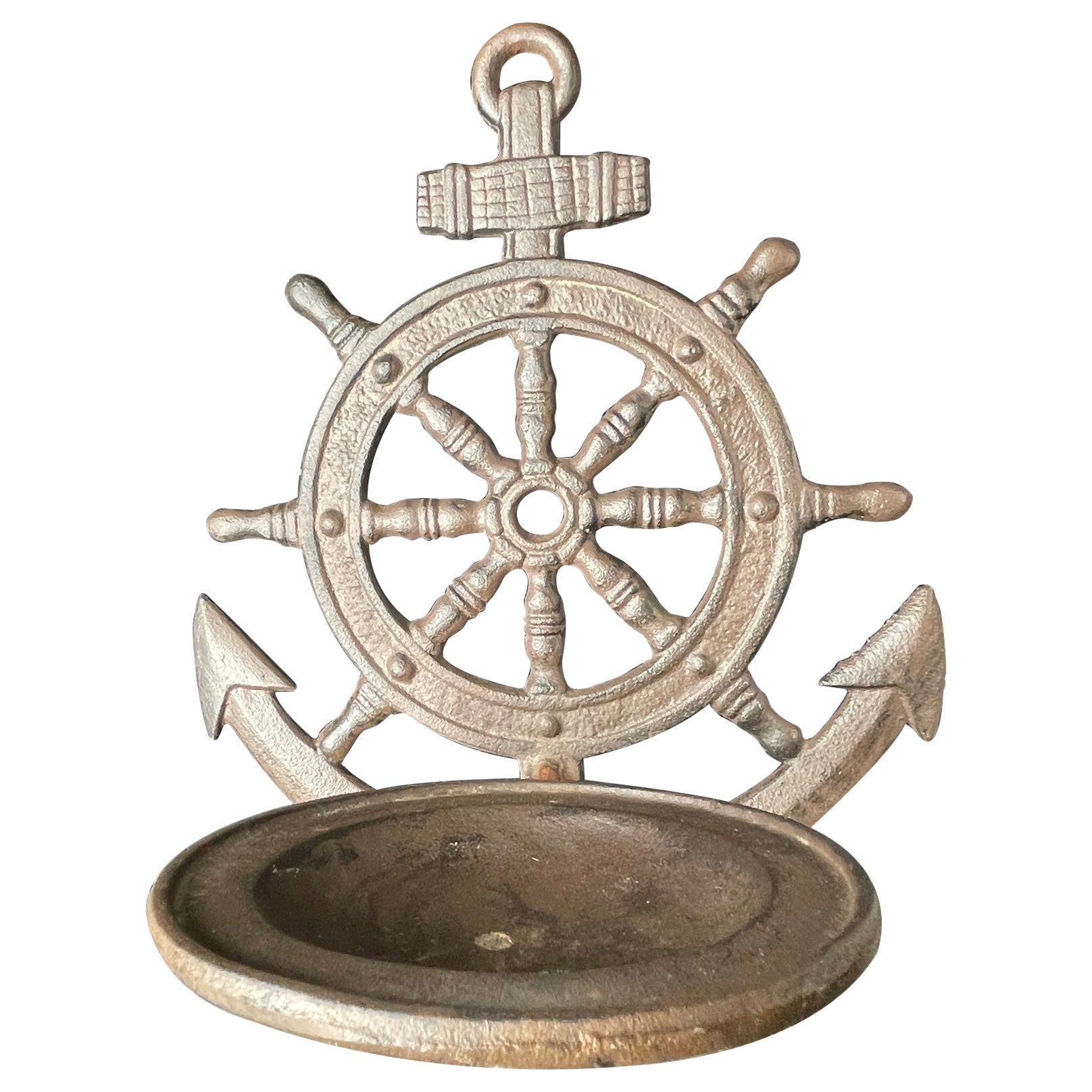 Antique Boating Wheel and Anchor Wall Shelf