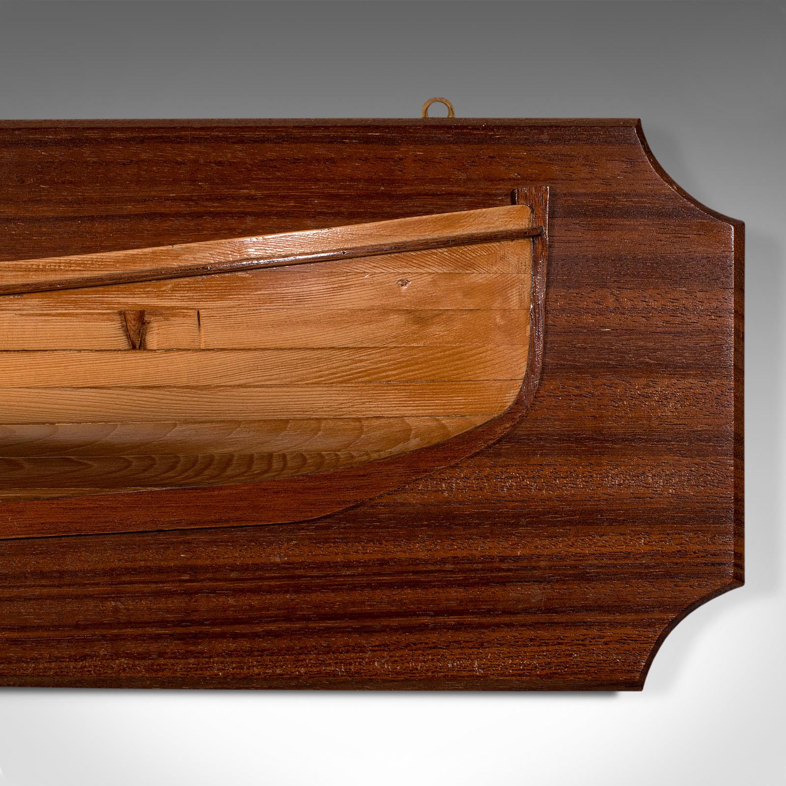Wood Antique Boat's Half Hull Plaque, English, Decorative Maritime Model, Edwardian For Sale