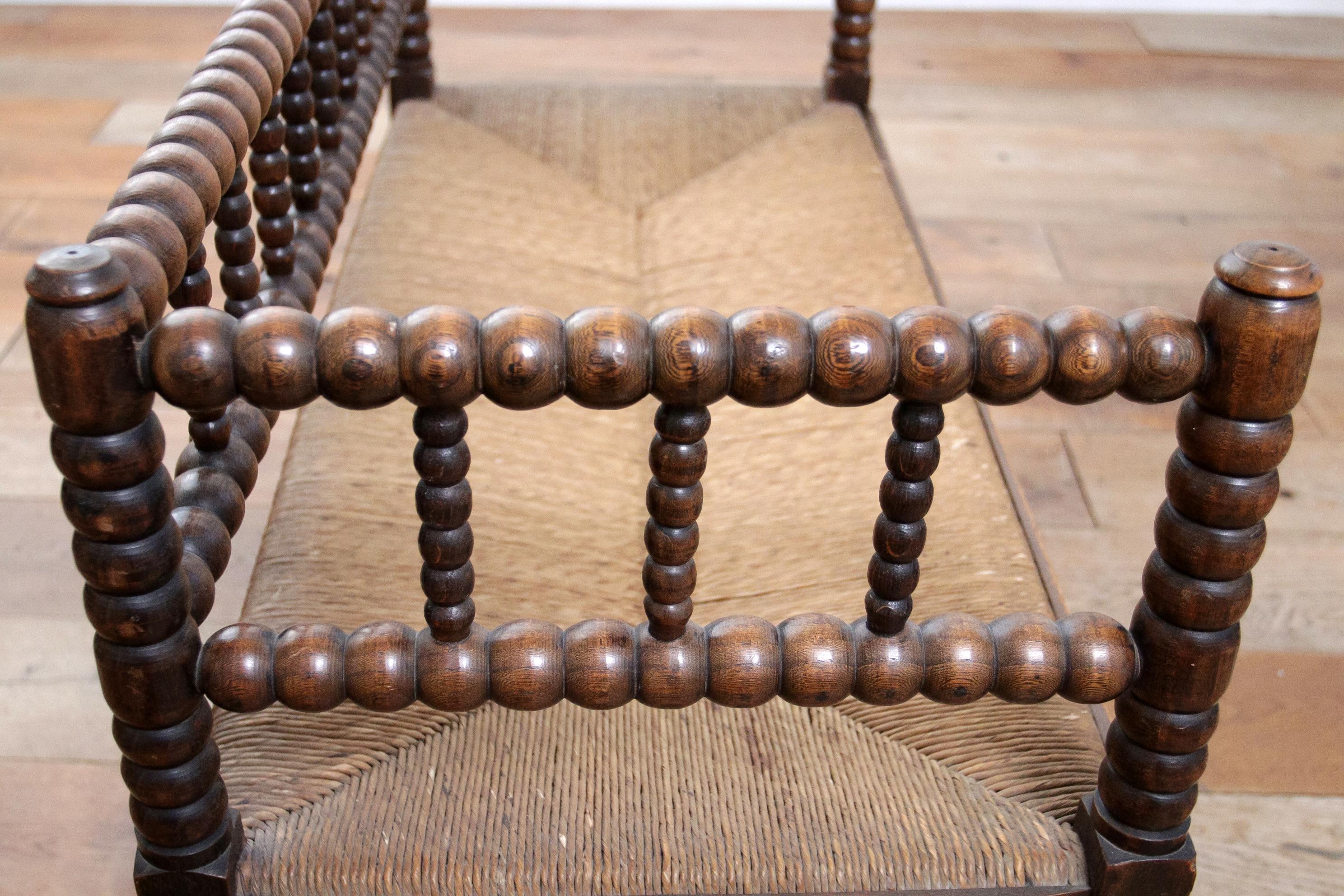 Antique Bobbin Bench A Blend of Craftsmanship and Heritage Rush Woven seat 4