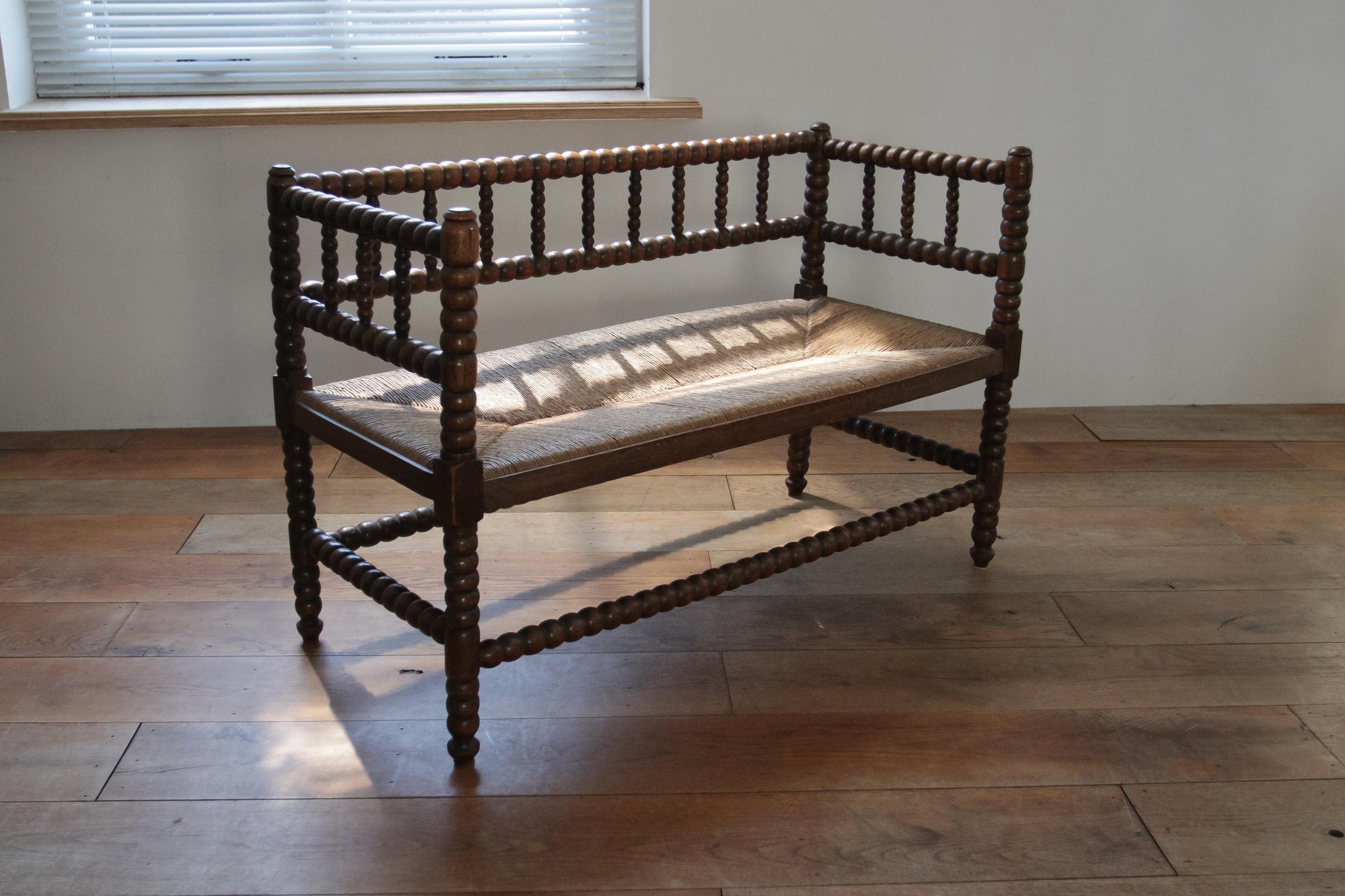Late Victorian Antique Bobbin Bench A Blend of Craftsmanship and Heritage Rush Woven seat