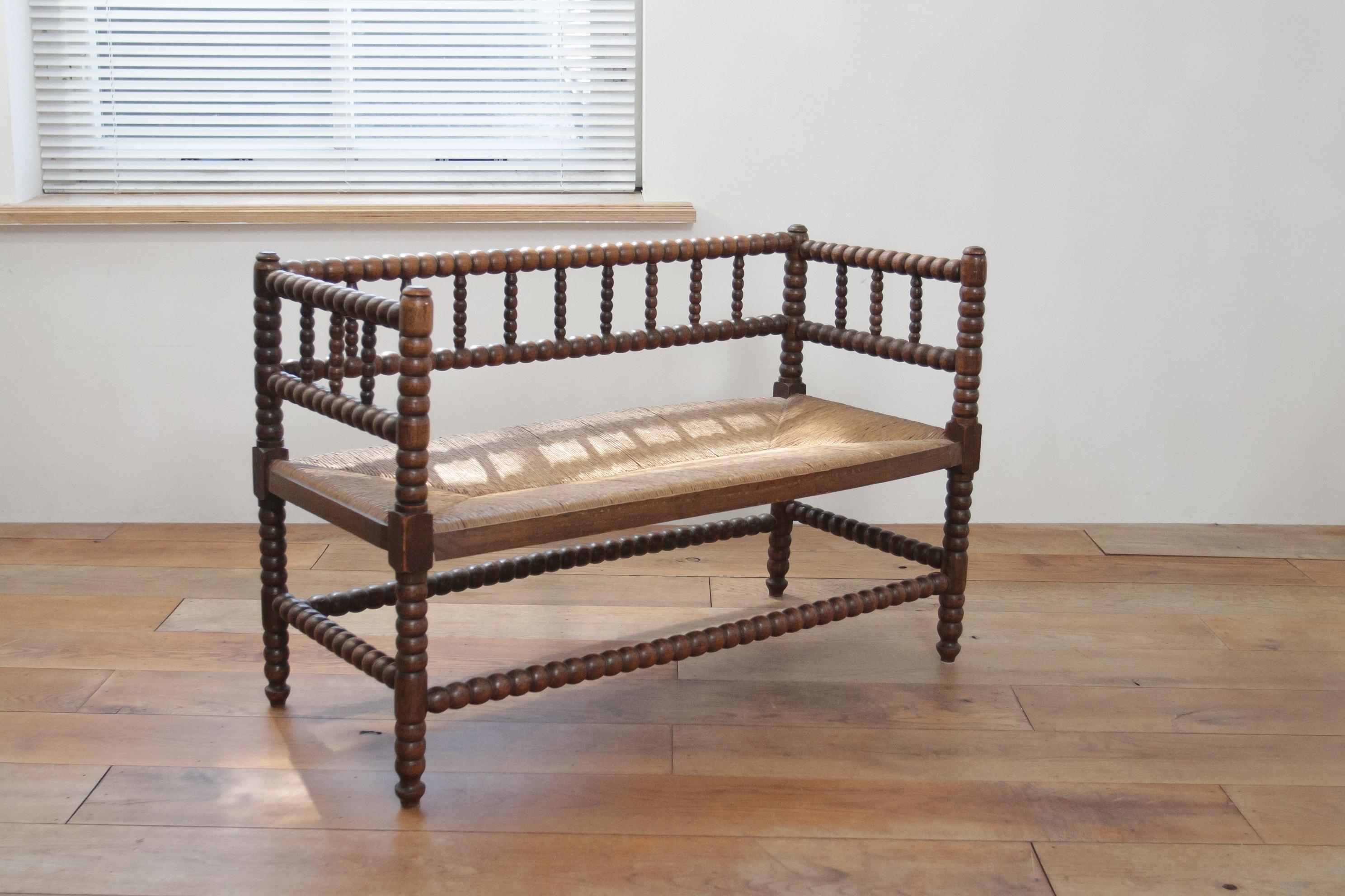 English Antique Bobbin Bench A Blend of Craftsmanship and Heritage Rush Woven seat