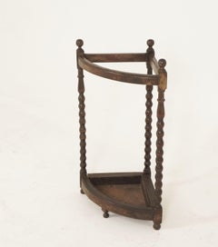 Antique Bobbin Leg Oak Corner Stick Stand, Umbrella Stand, Scotland 1920, B2448