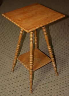 Antique Bobbin Leg Solid Oak Plant Stand/Pedestal Table