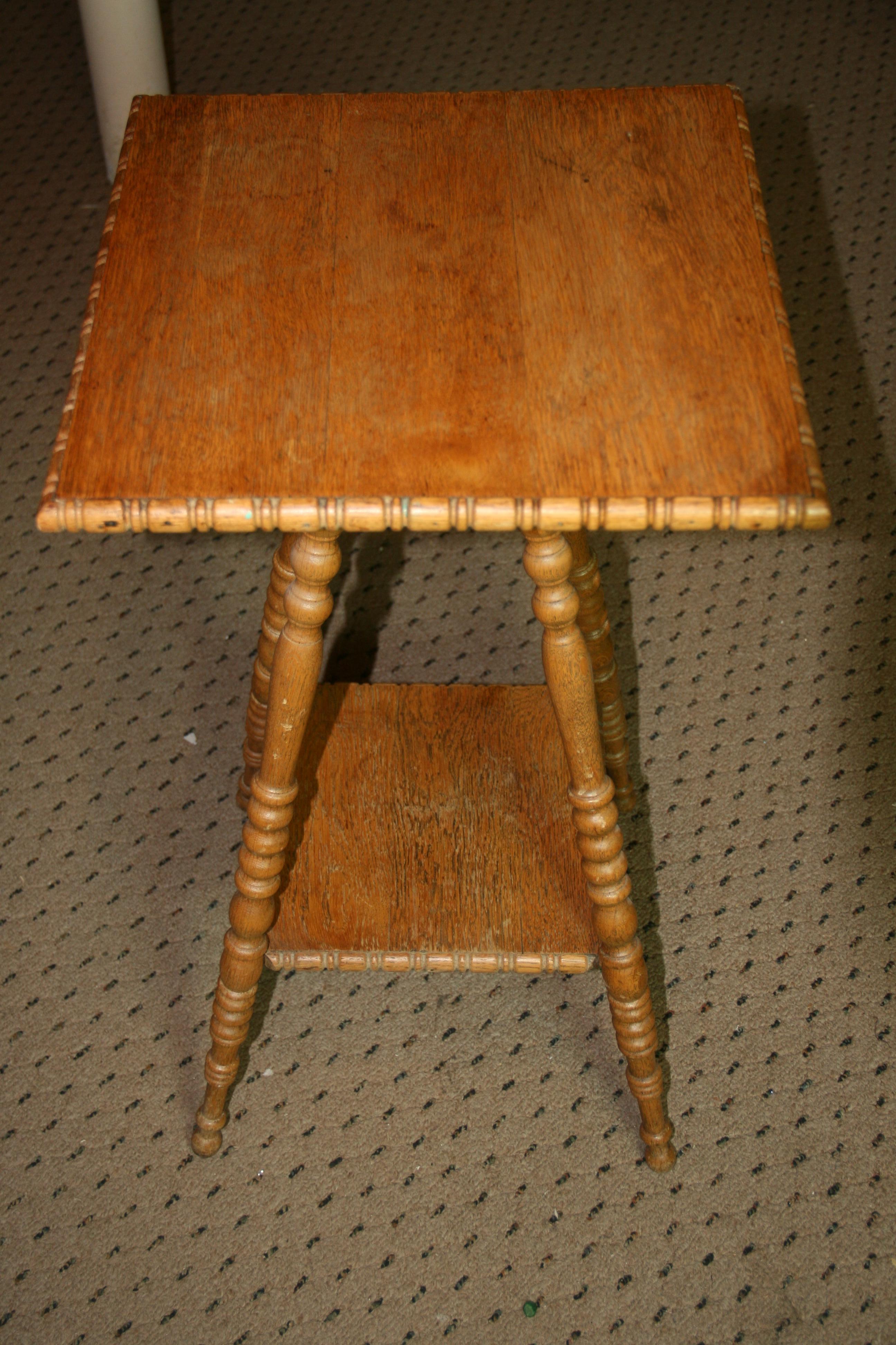 Antique Bobbin Leg Solid Oak Plant Stand/Pedestal Table For Sale 1