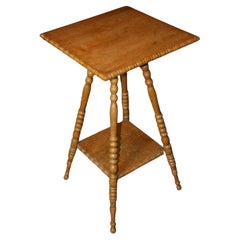 Antique Bobbin Leg Solid Oak Plant Stand/Pedestal Table