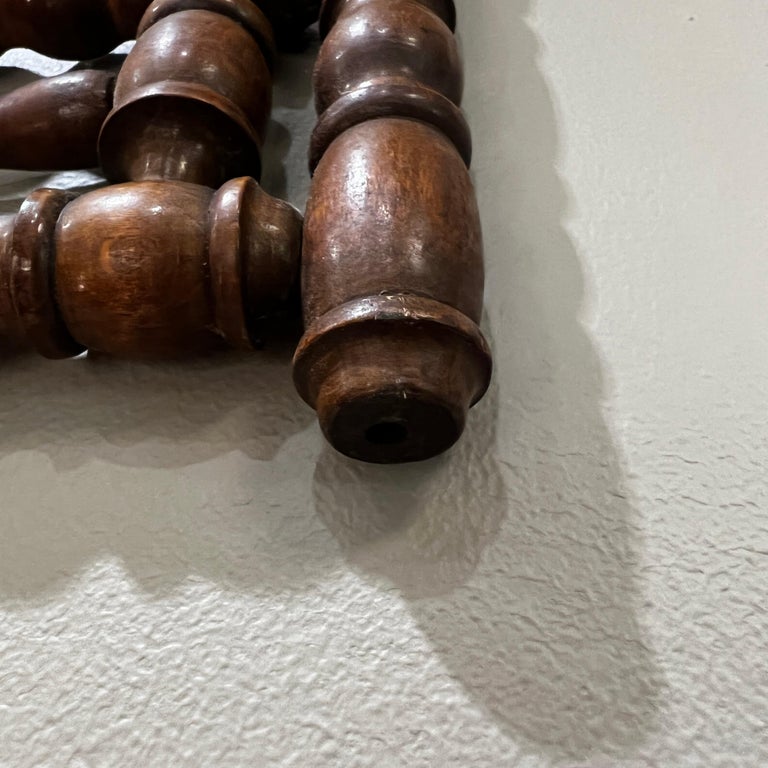 Antique Bobbin-Turned Mahogany Wall-Mount Coat Rack For Sale at 1stDibs