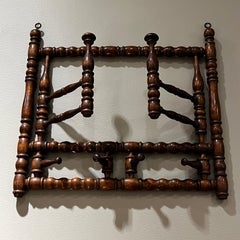 Antique Bobbin-Turned Mahogany Wall-Mount Coat Rack