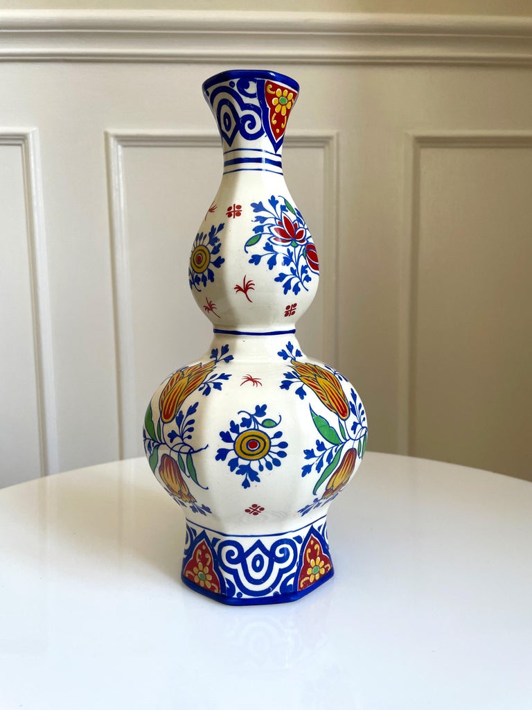 Antique Boch Fréres Keramis Art Deco Delft Faience Vase, Belgium, 1920s In Good Condition For Sale In Copenhagen, DK