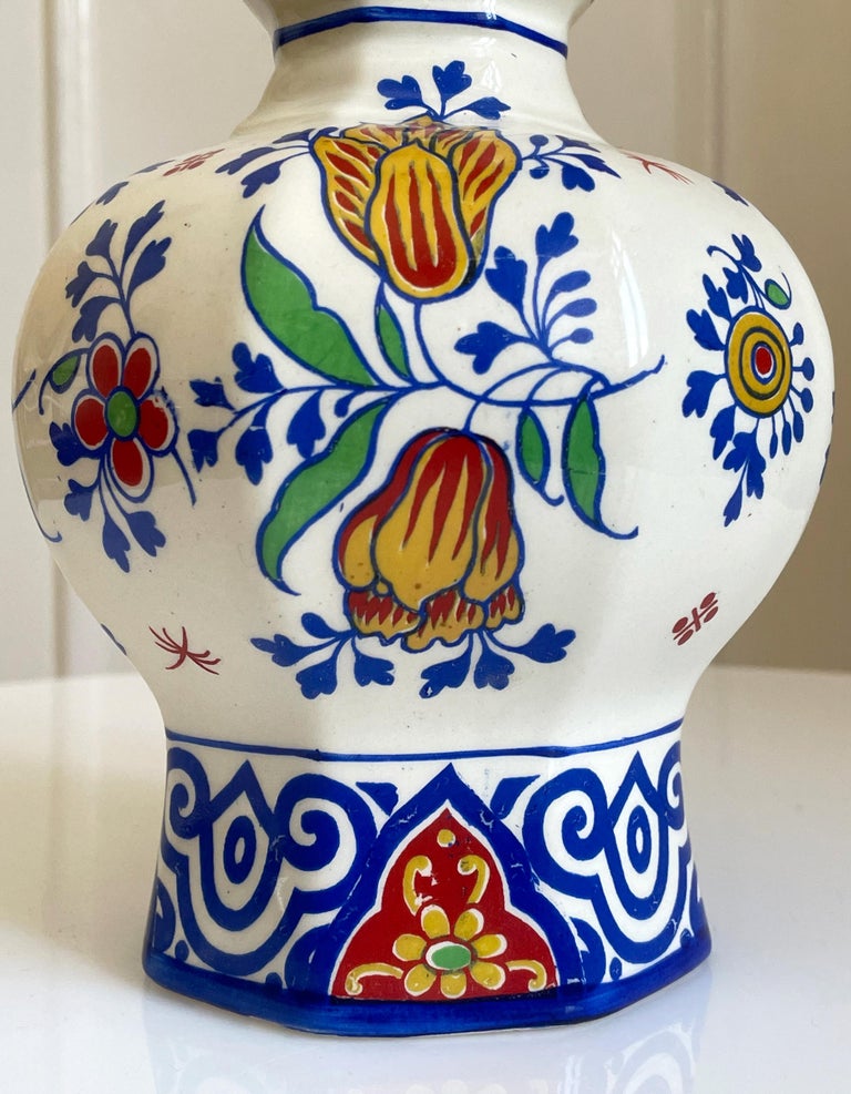20th Century Antique Boch Fréres Keramis Art Deco Delft Faience Vase, Belgium, 1920s For Sale