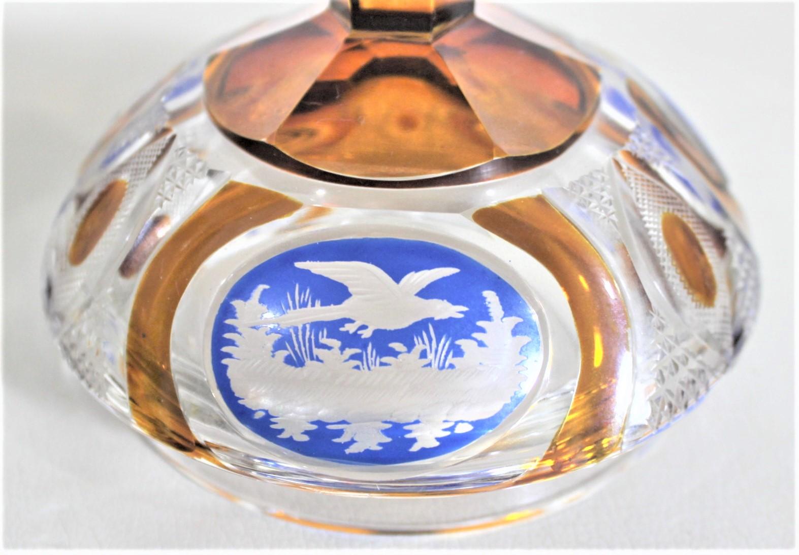 Compota de Cristal Cubierta Estilo Copa Antigua Bohemia de Ámbar Tallado a Transparente en venta 4