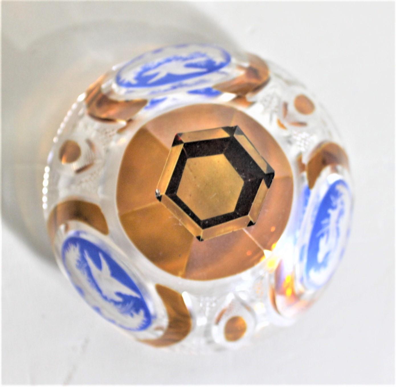 Compota de Cristal Cubierta Estilo Copa Antigua Bohemia de Ámbar Tallado a Transparente en venta 2